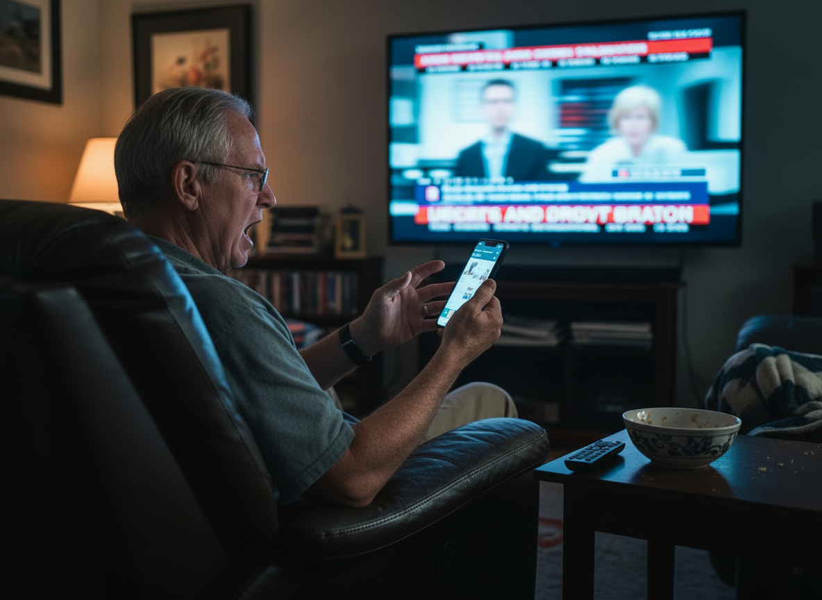 Yelling At TV: Man Now Yells At Phone Too, Family Reports